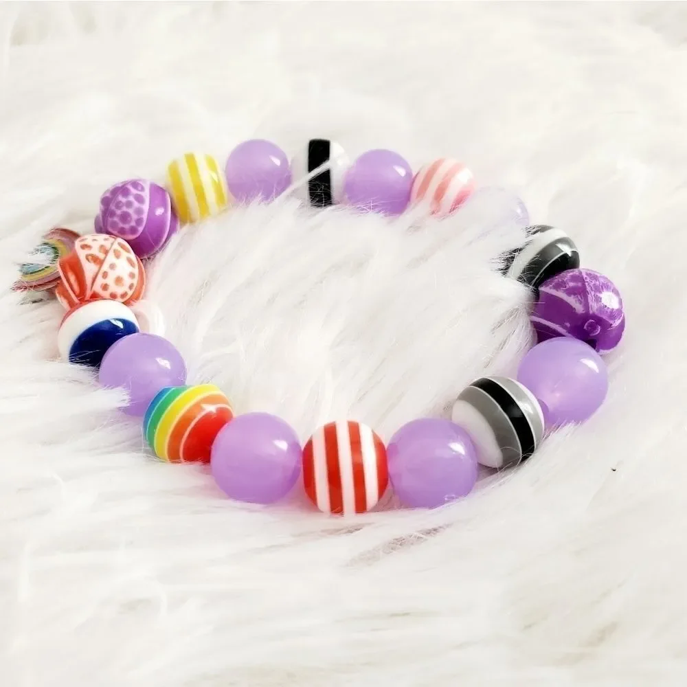 Handmade Children's Stretch Rainbow Pride Beaded Bracelet - Picture 7 of 14
